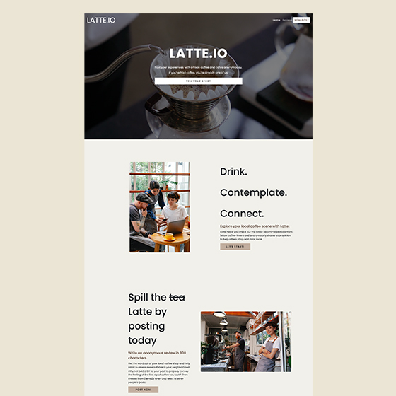 pictures of latte.io website